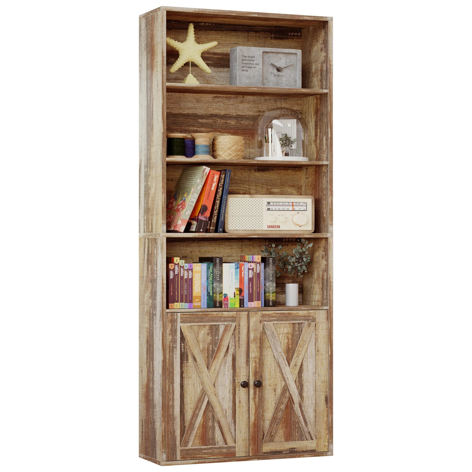 Industrial Bookcase with Doors