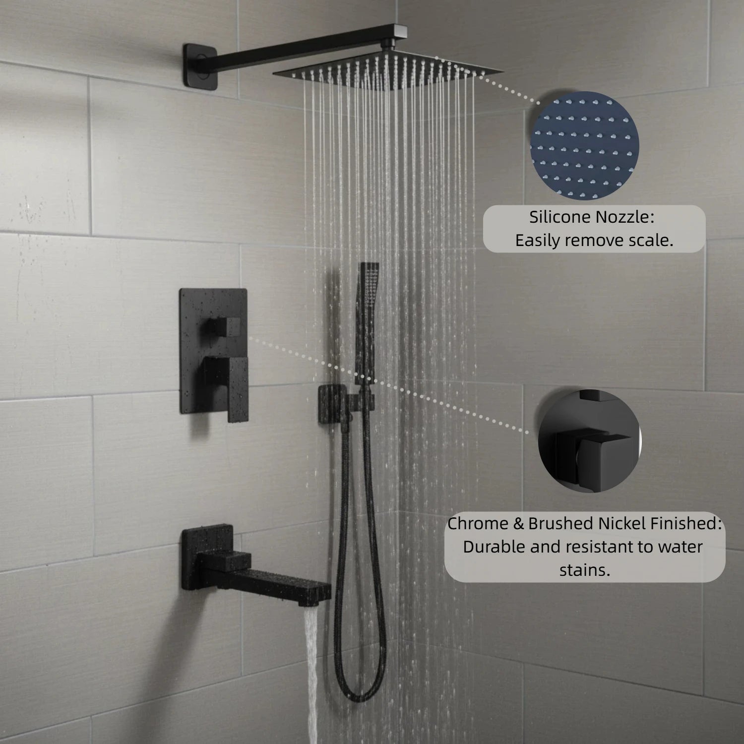 Rain Shower System with Tub Spout & Handheld