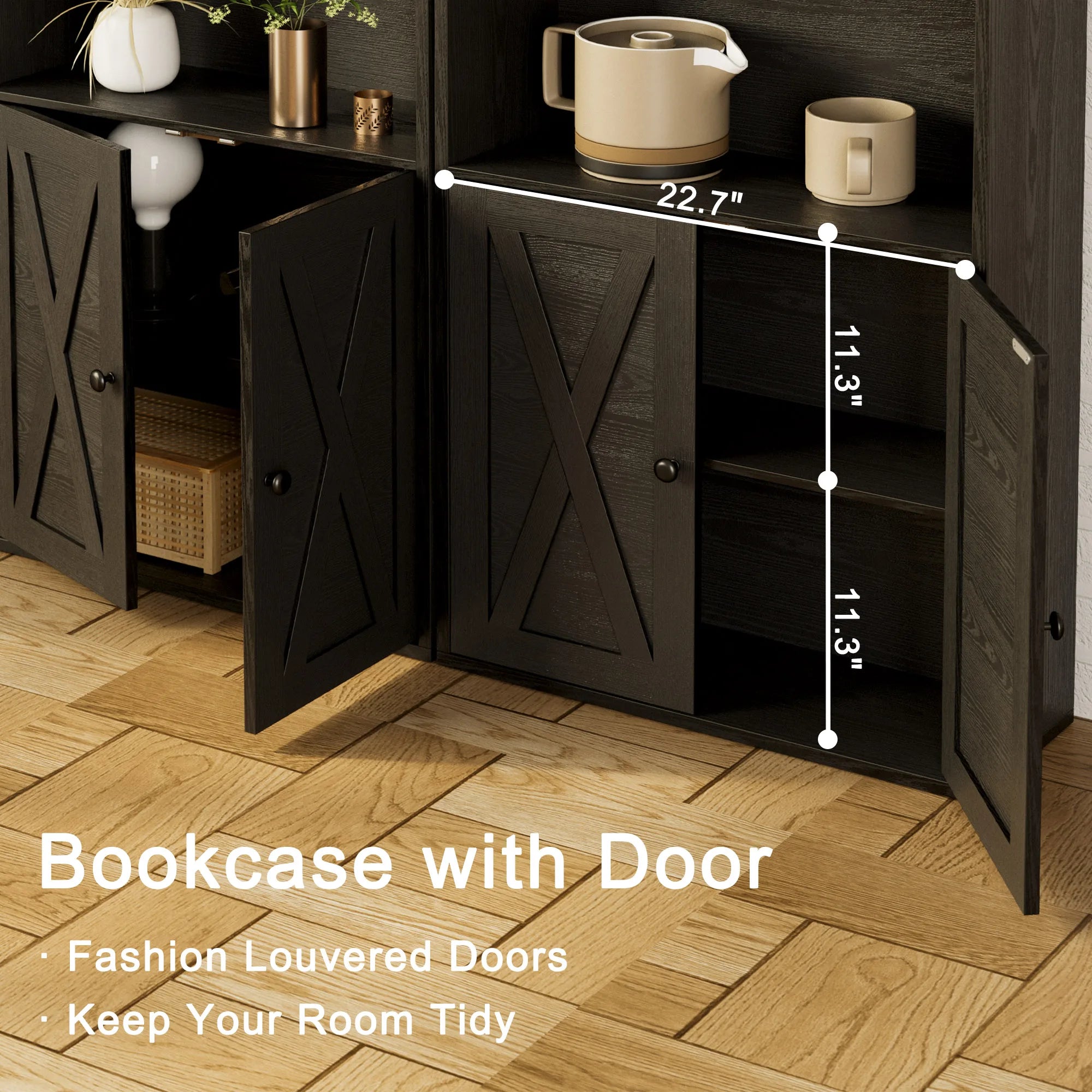Industrial Bookcase with Doors