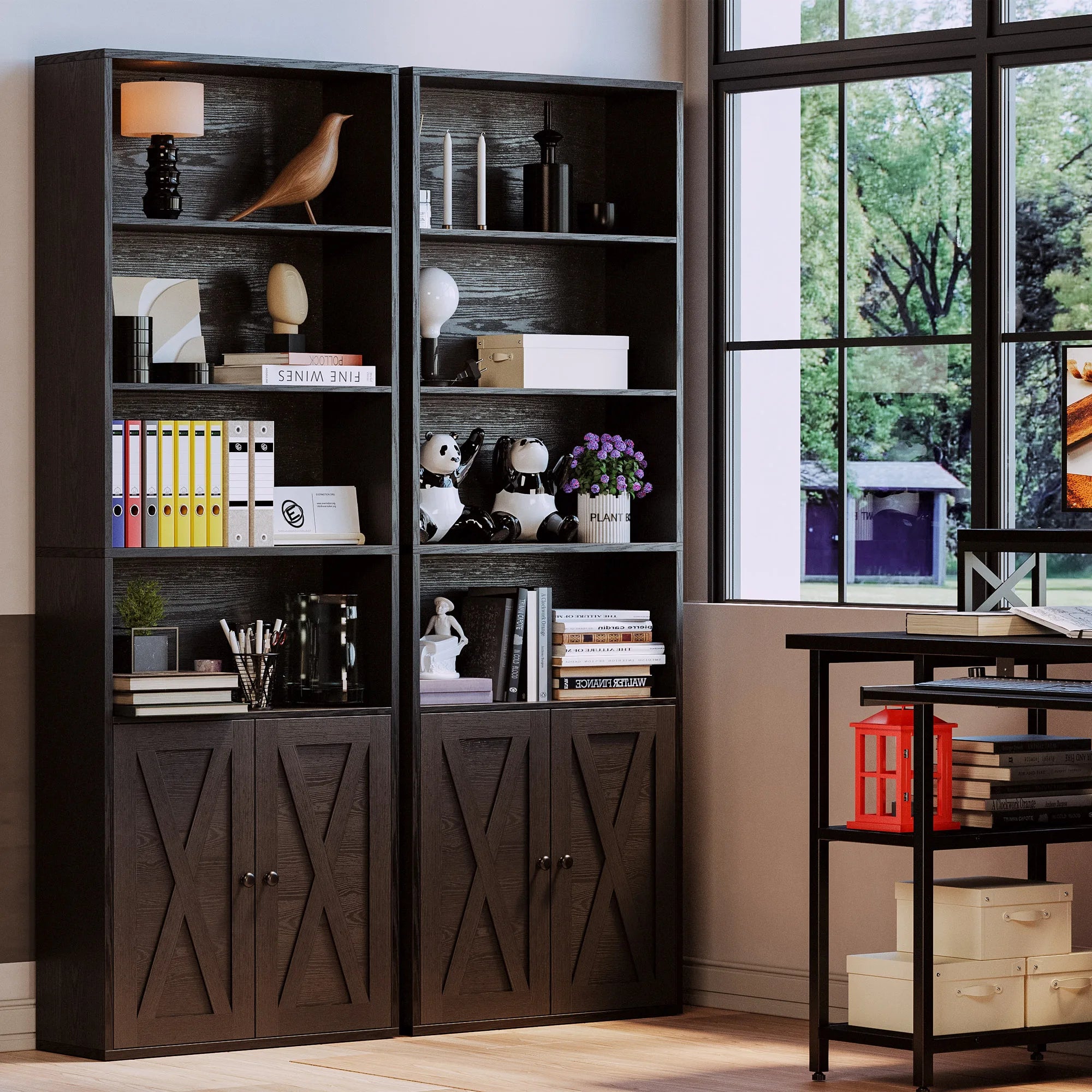 Industrial Bookcase with Doors