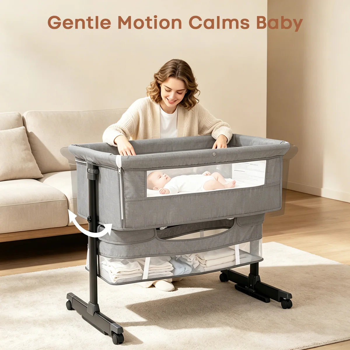 Portable 3 in 1 Foldable Bedside Bassinet Crib