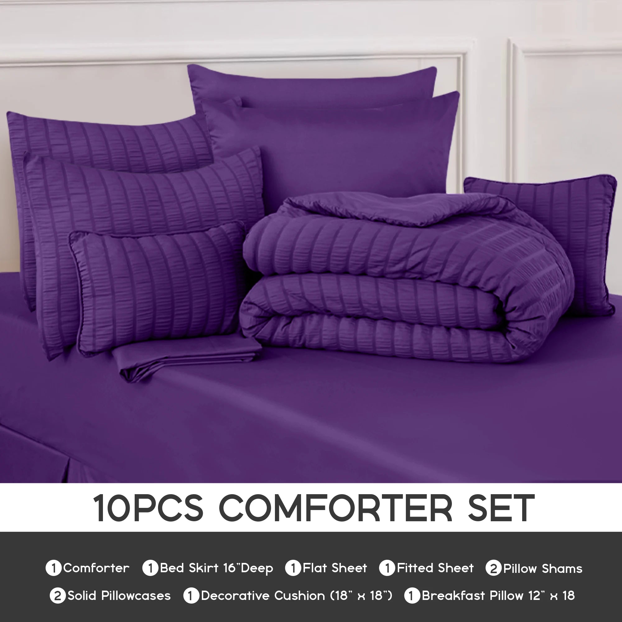 10 Piece Comforter Set Bed in a Bag
