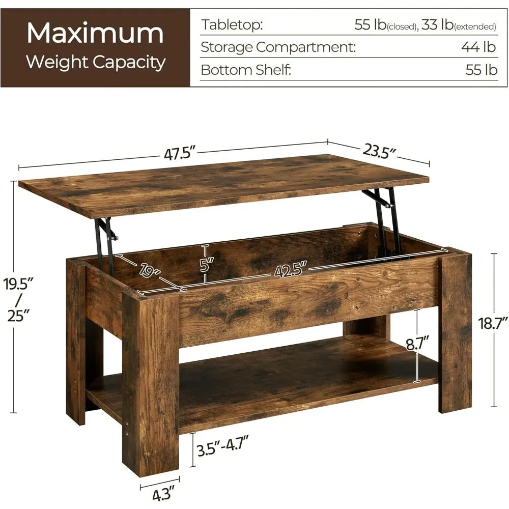 Lift Top Coffee Table with Hidden Compartment