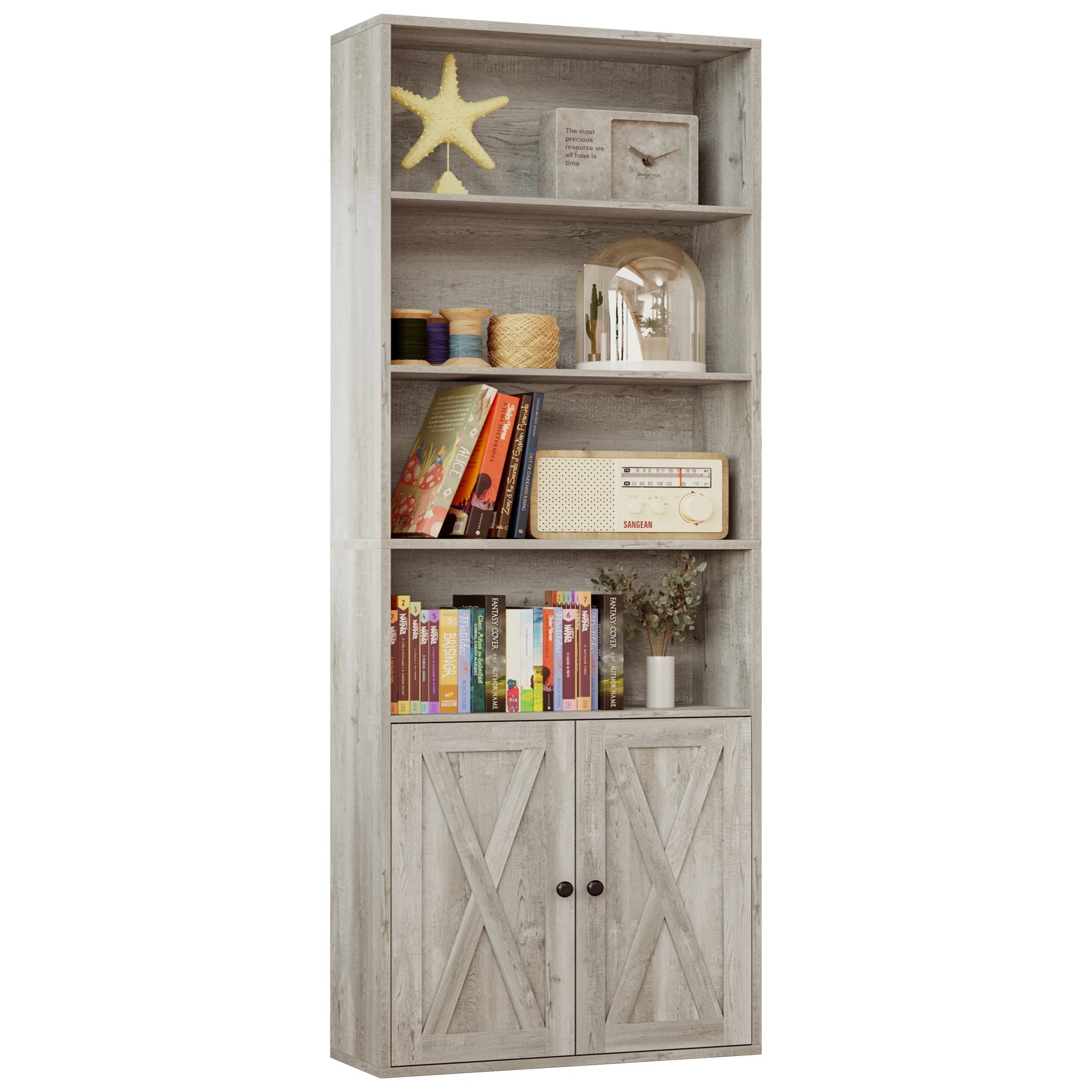 Industrial Bookcase with Doors