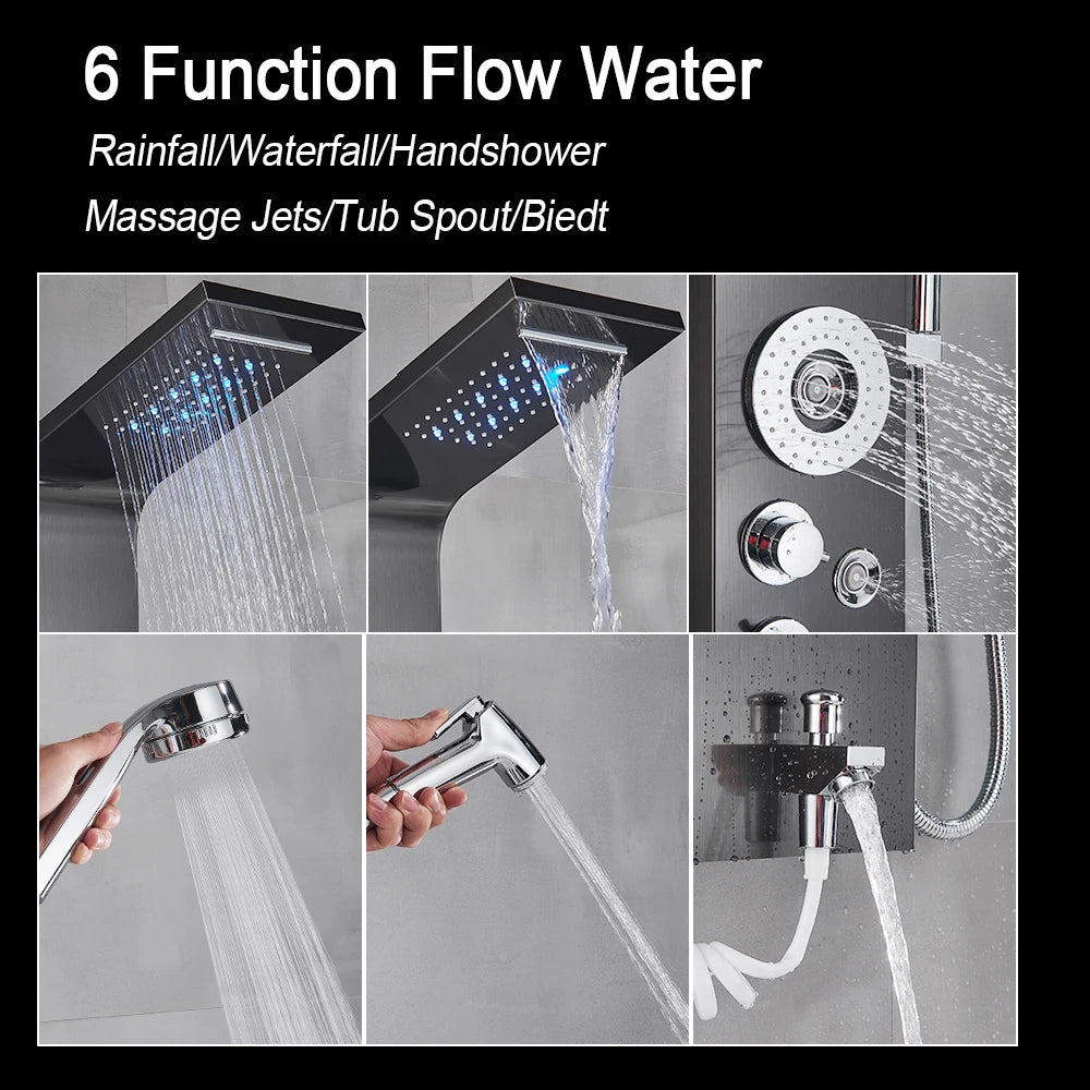 LED Jet Shower Waterfall Rain Shower