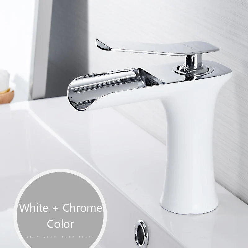 Black Basin Faucets Waterfall Bathroom Faucet Single handle Basin Mixer Tap Bath  Faucet Brass Sink Water Crane Silver 6009