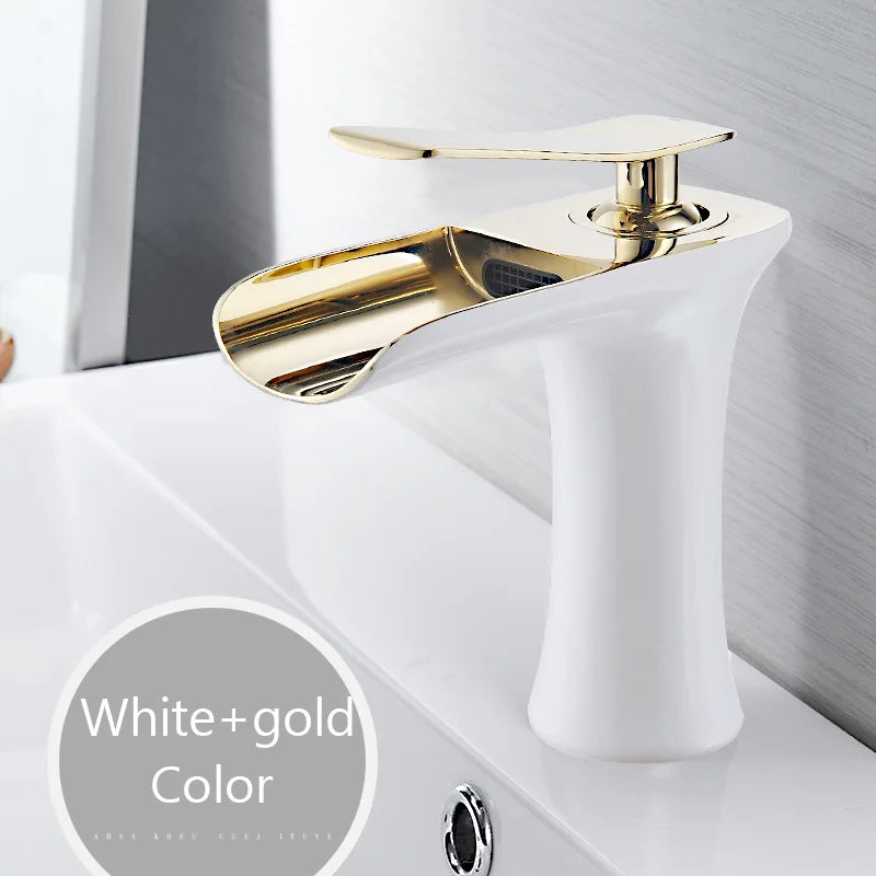 Black Basin Faucets Waterfall Bathroom Faucet Single handle Basin Mixer Tap Bath  Faucet Brass Sink Water Crane Silver 6009