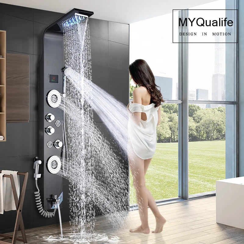 LED Jet Shower Waterfall Rain Shower