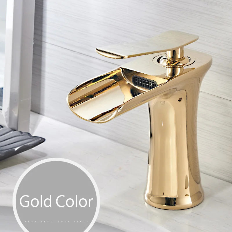 Black Basin Faucets Waterfall Bathroom Faucet Single handle Basin Mixer Tap Bath  Faucet Brass Sink Water Crane Silver 6009