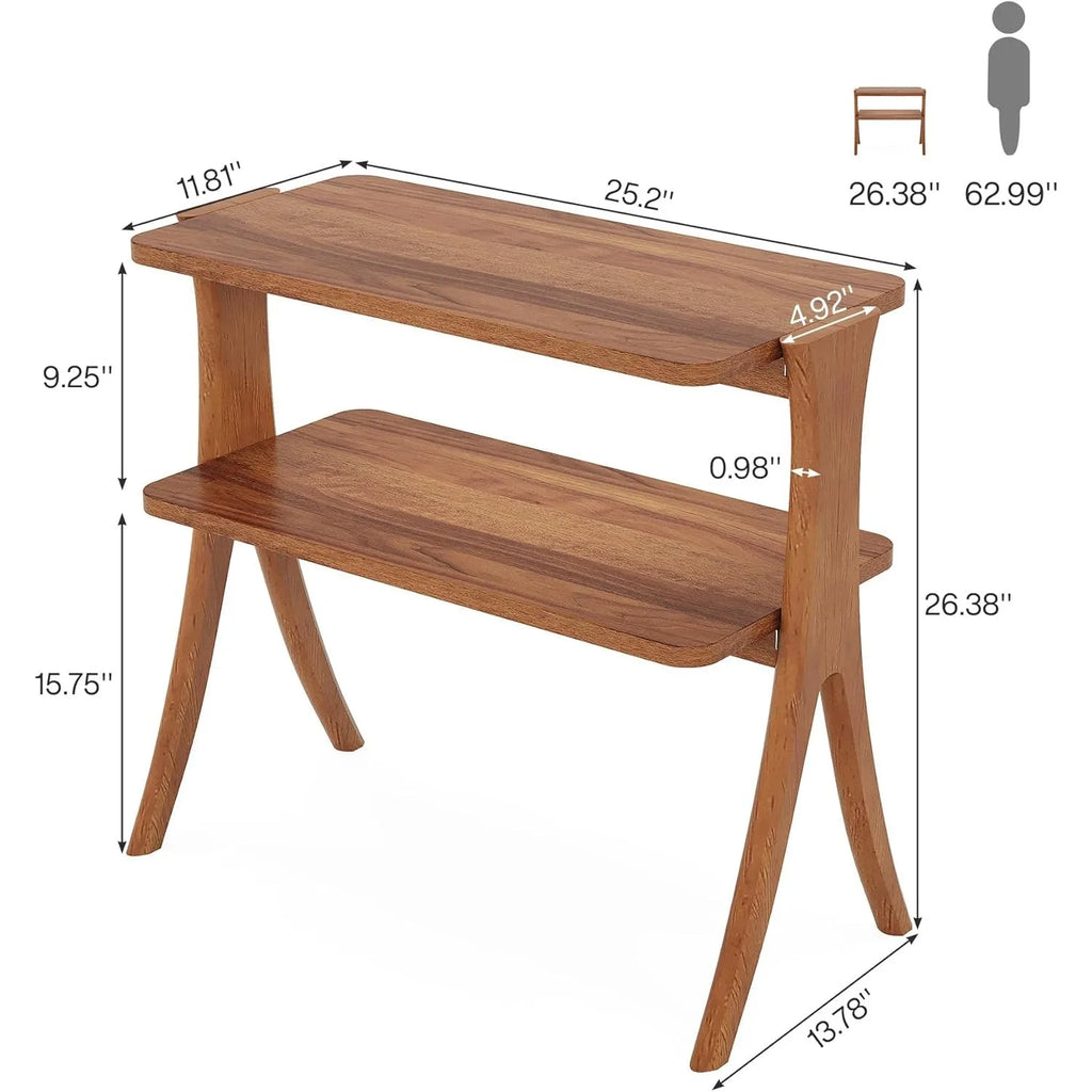 Farmhouse End Table with 2-Tier Storage