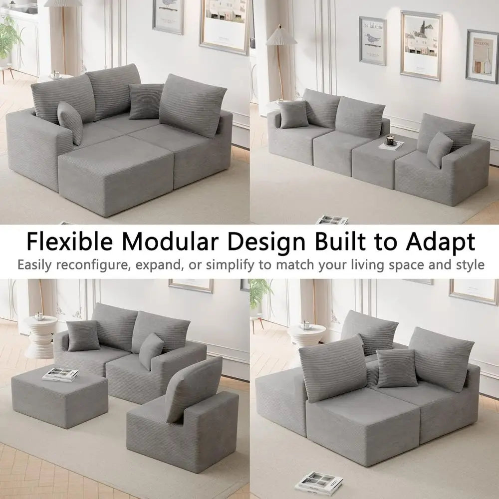 L-Shaped Deep Seated Upholstered Couch