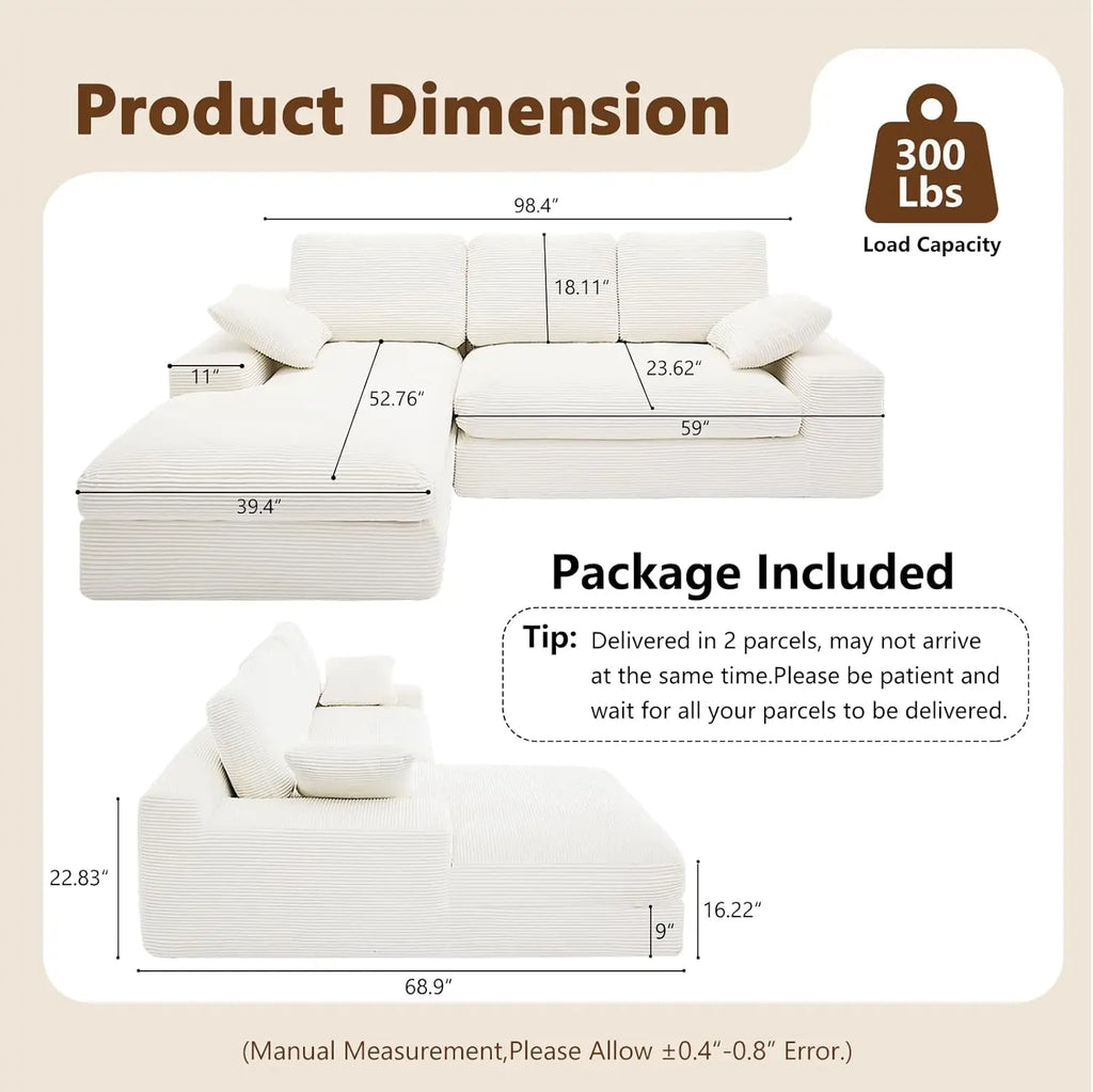 Modular Sectional Couch with Chaise