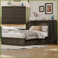 Farmhouse Full Sized Murphy Cabinet Bed with Storage Drawer and Charging Station