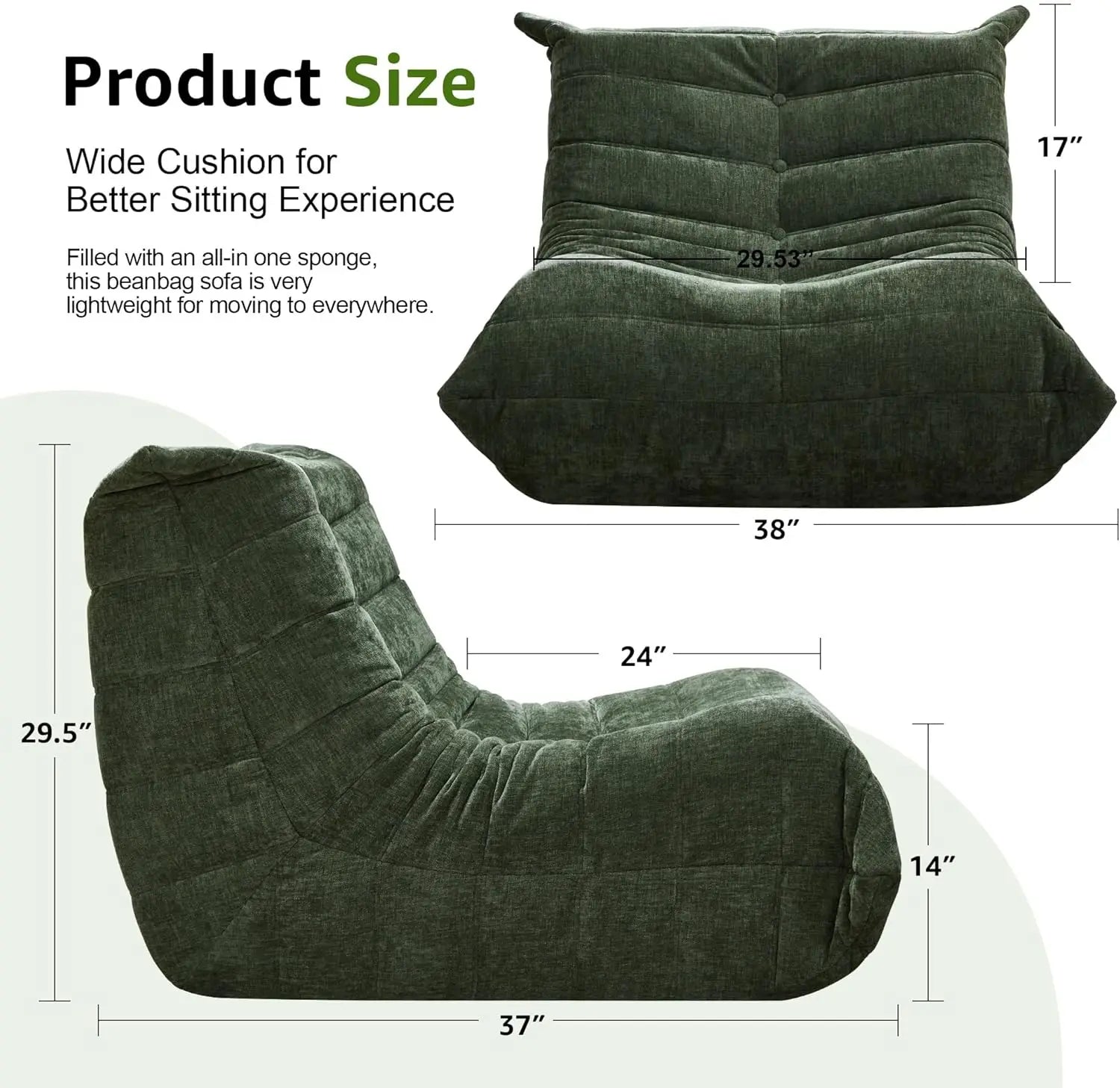 Giant Memory Foam Bean Bag Chair