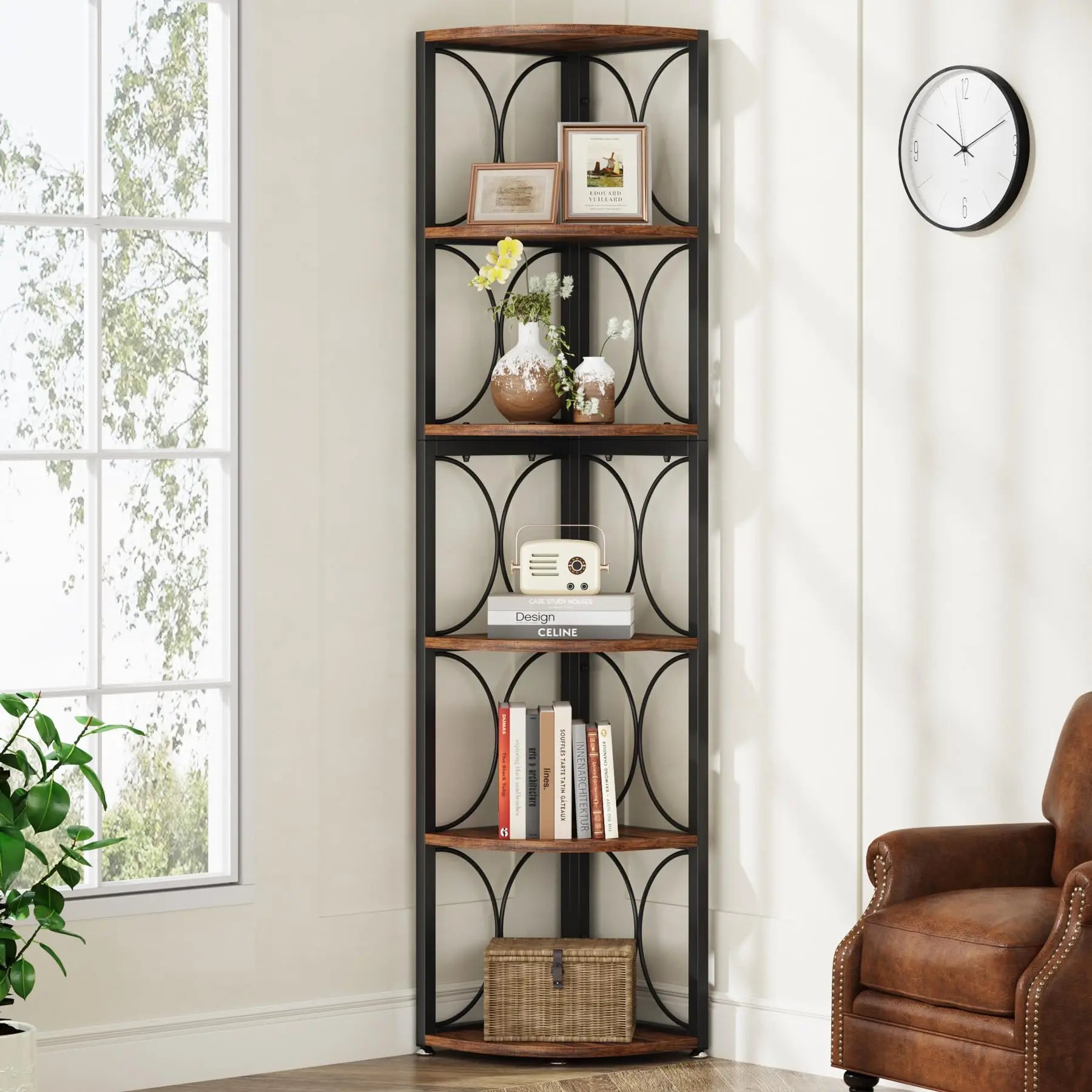 Rustic Corner Bookshelf (67 inch Tall)