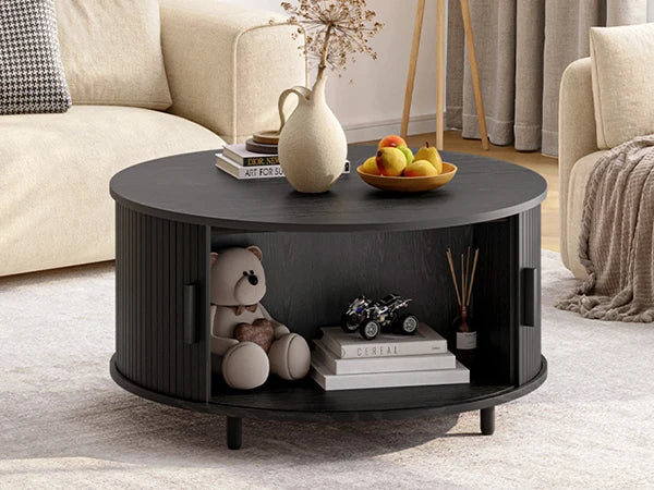 Modern Round Coffee Table with Storage