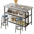 Kitchen Island with Seating & Storage Shelf