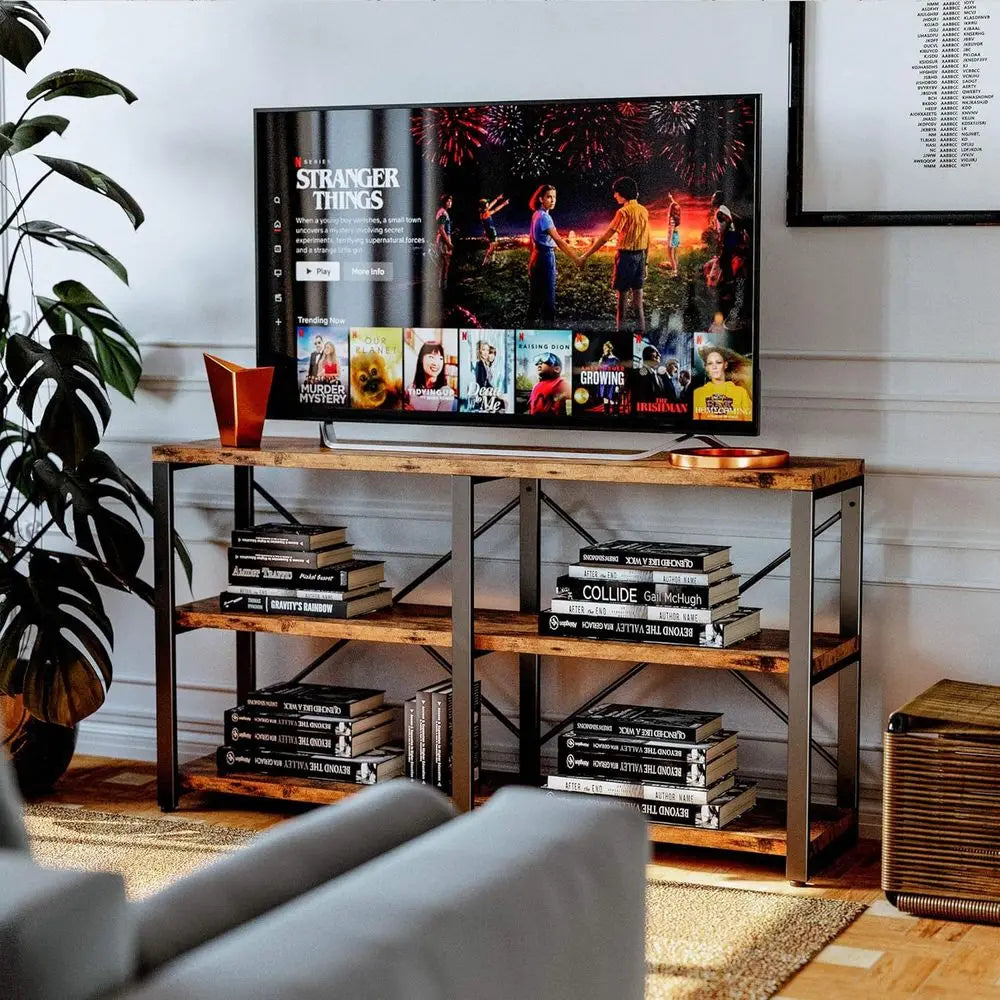 Farmhouse Sofa Table with Storage Shelves