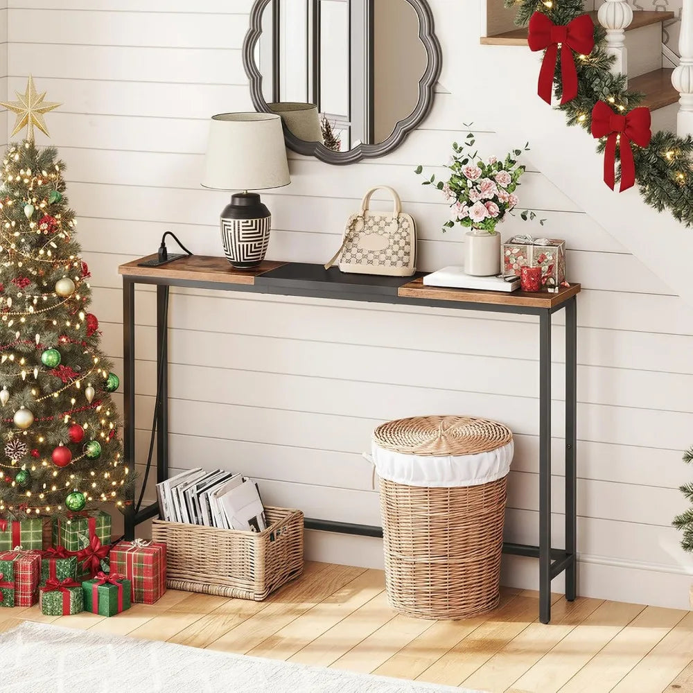 Narrow Console Table with Power Outlets