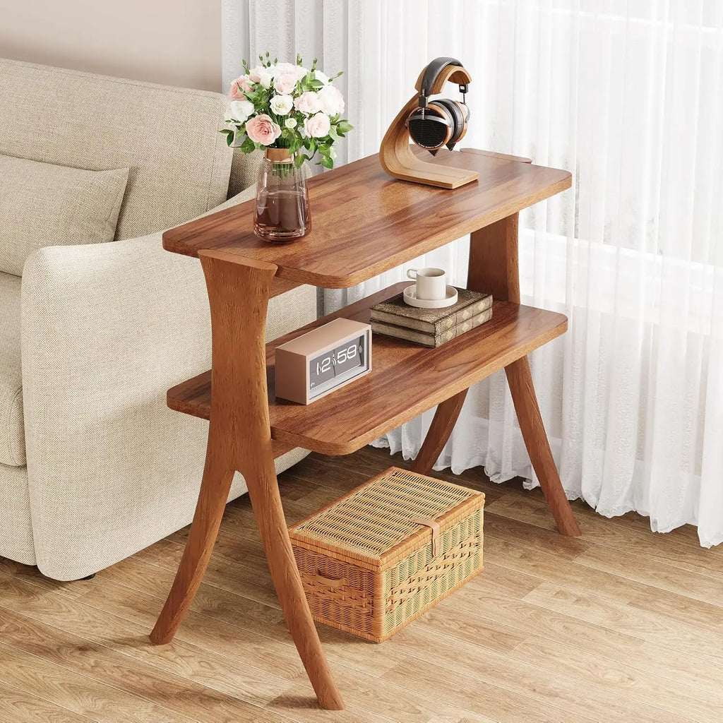 Farmhouse End Table with 2-Tier Storage