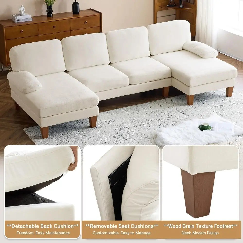 110" Sectional Couch with Double Chaise