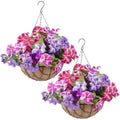 Artificial Hanging Flowers in Basket for Spring Summer - 2 pack
