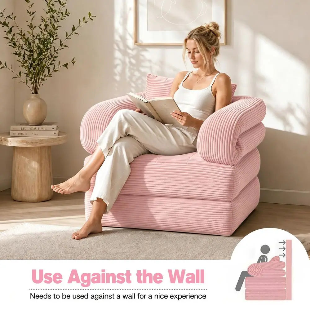 Convertible Boneless Sleeper Chair with Armrests