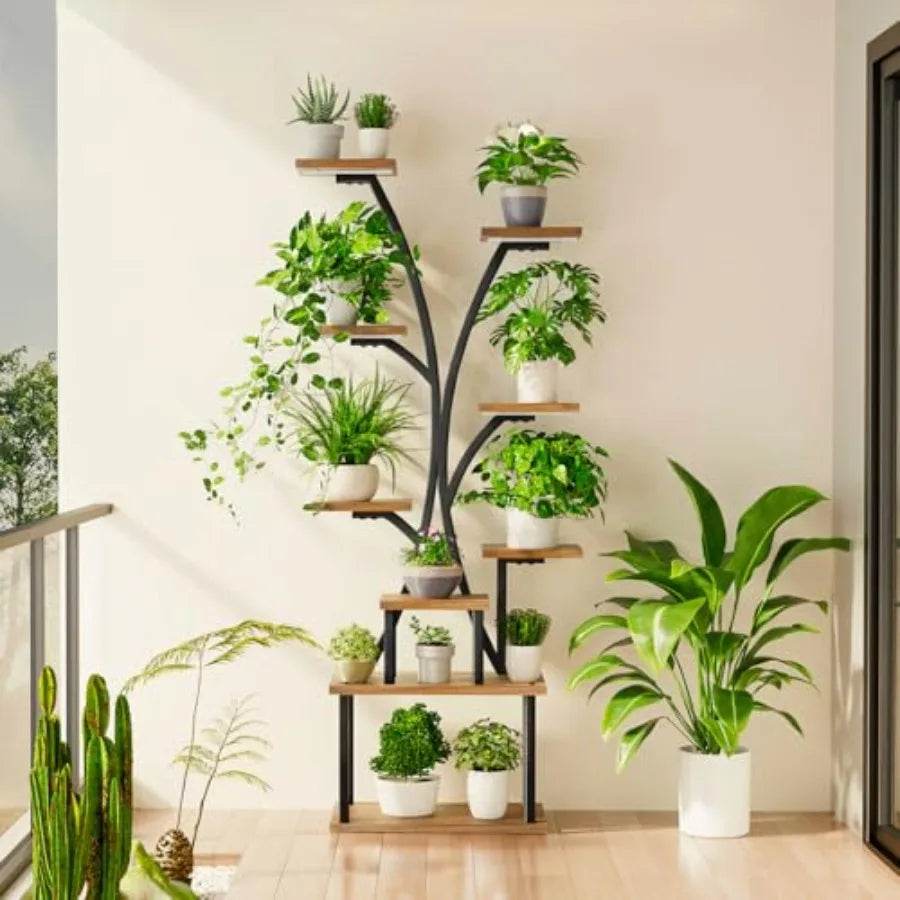 Indoor plant stand with grow light