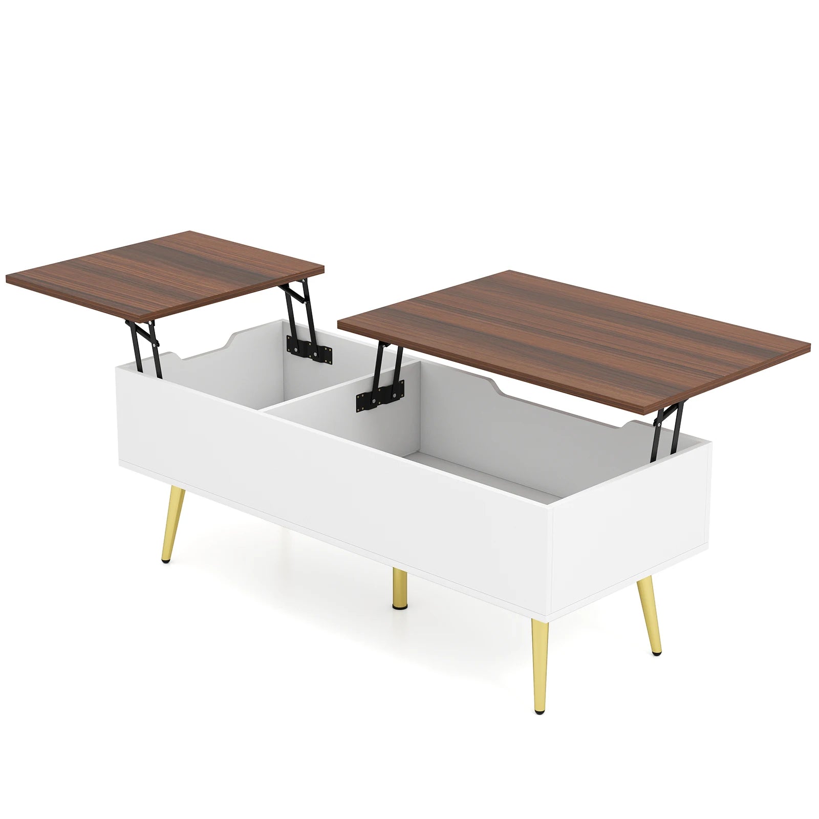 Lift Top Coffee Table with Split Top & 2 Hidden Compartments