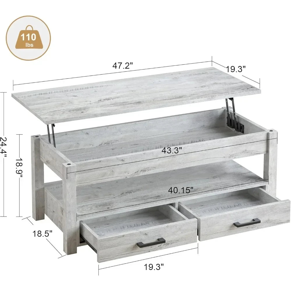 Lift-top coffee table with storage