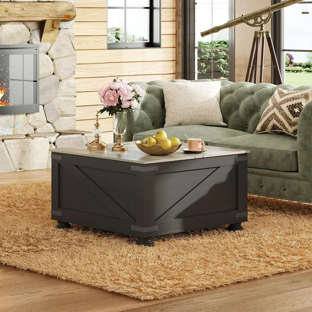 Farmhouse Lift Top Coffee Table with Hidden Storage