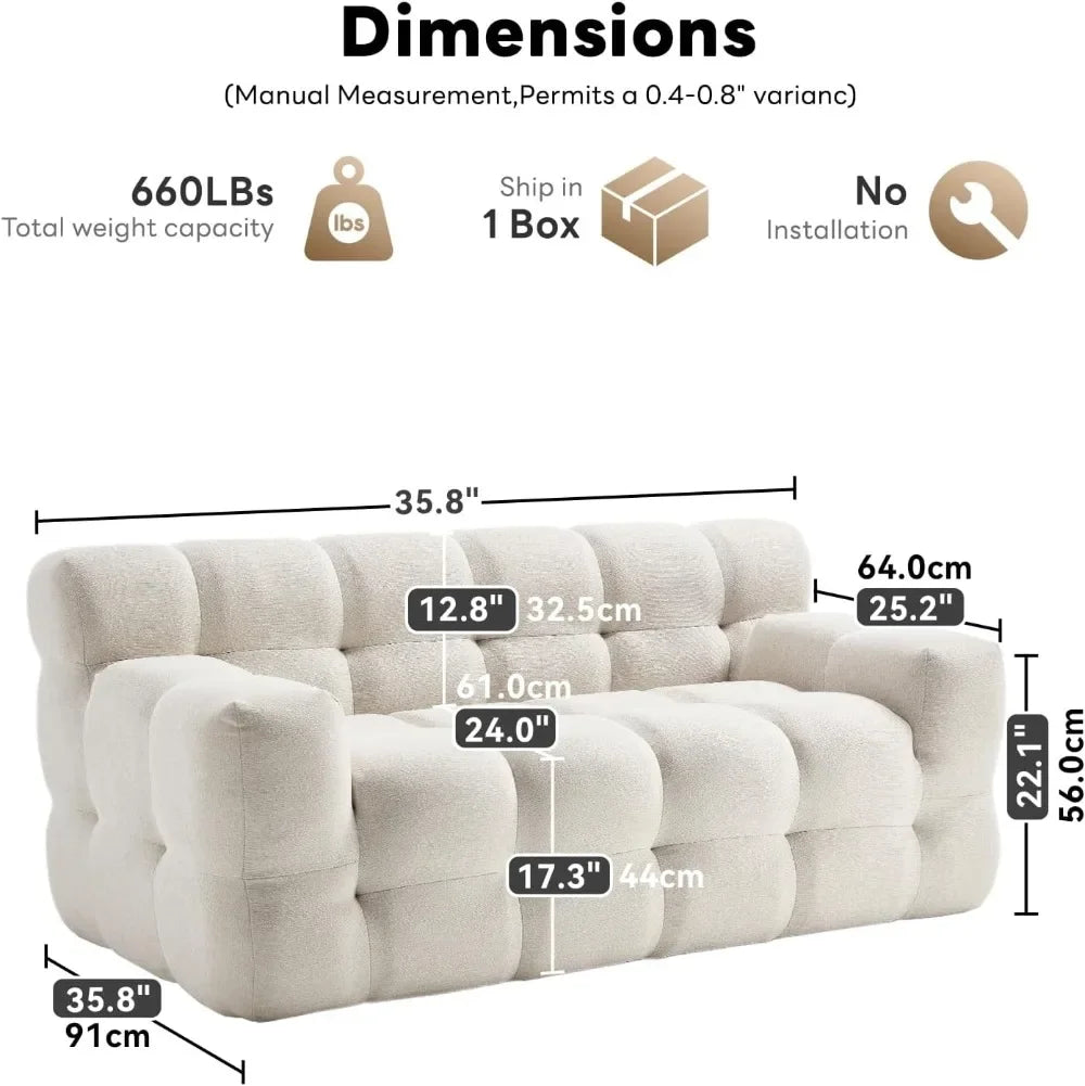 Modern Boneless Loveseat Sofa