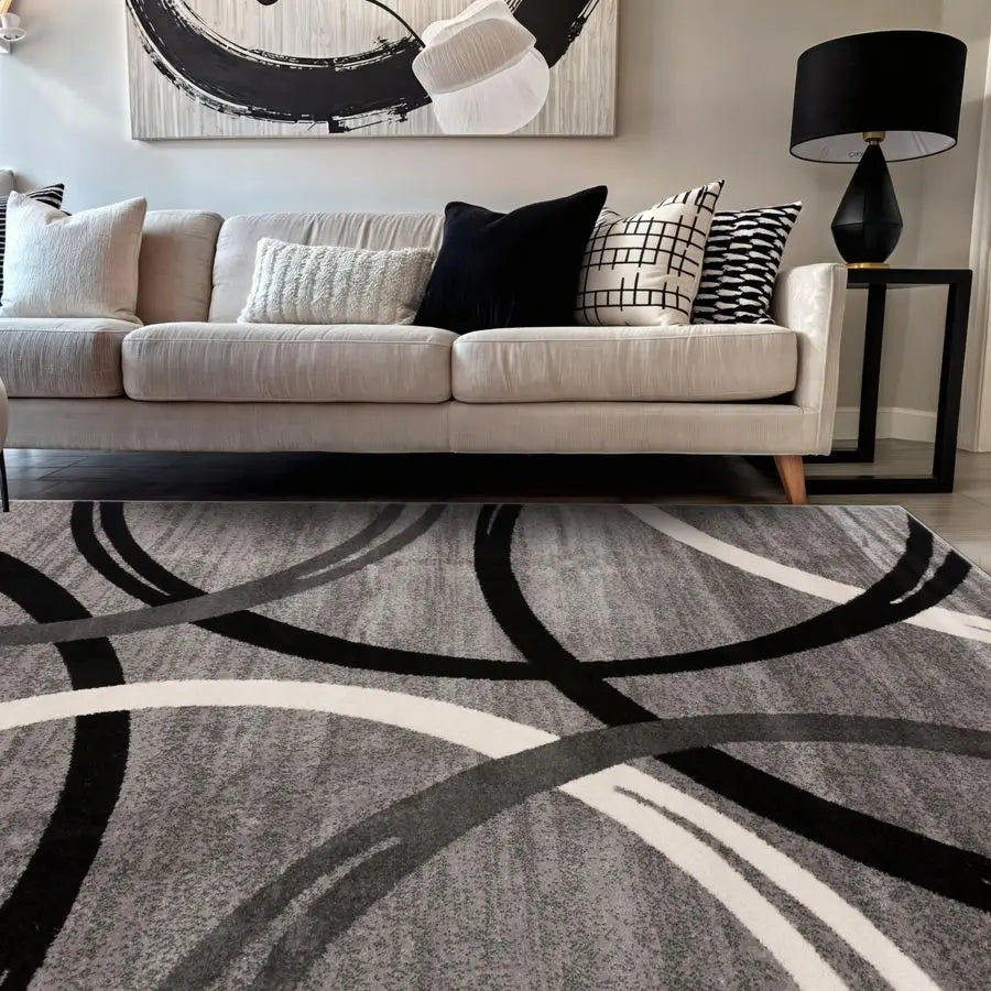 Wavy Circles Design Area Rug