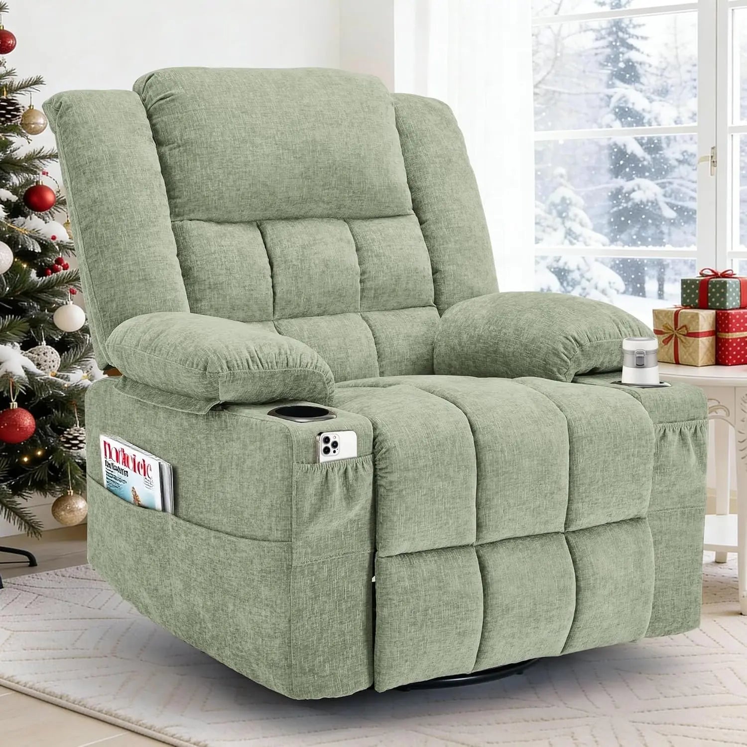 Swivel Rocker Recliner with Massage and Heating