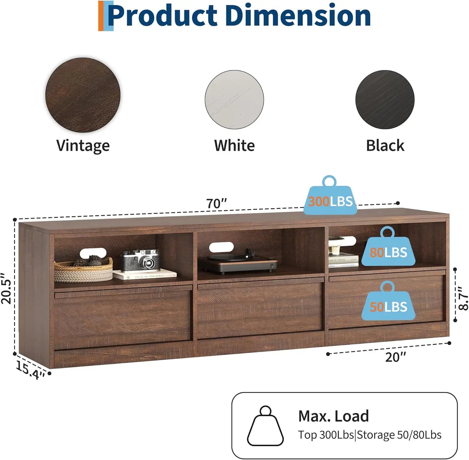 Modern Media Console/TV Stand with Storage