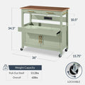 36in Large Rolling Kitchen Island Cart