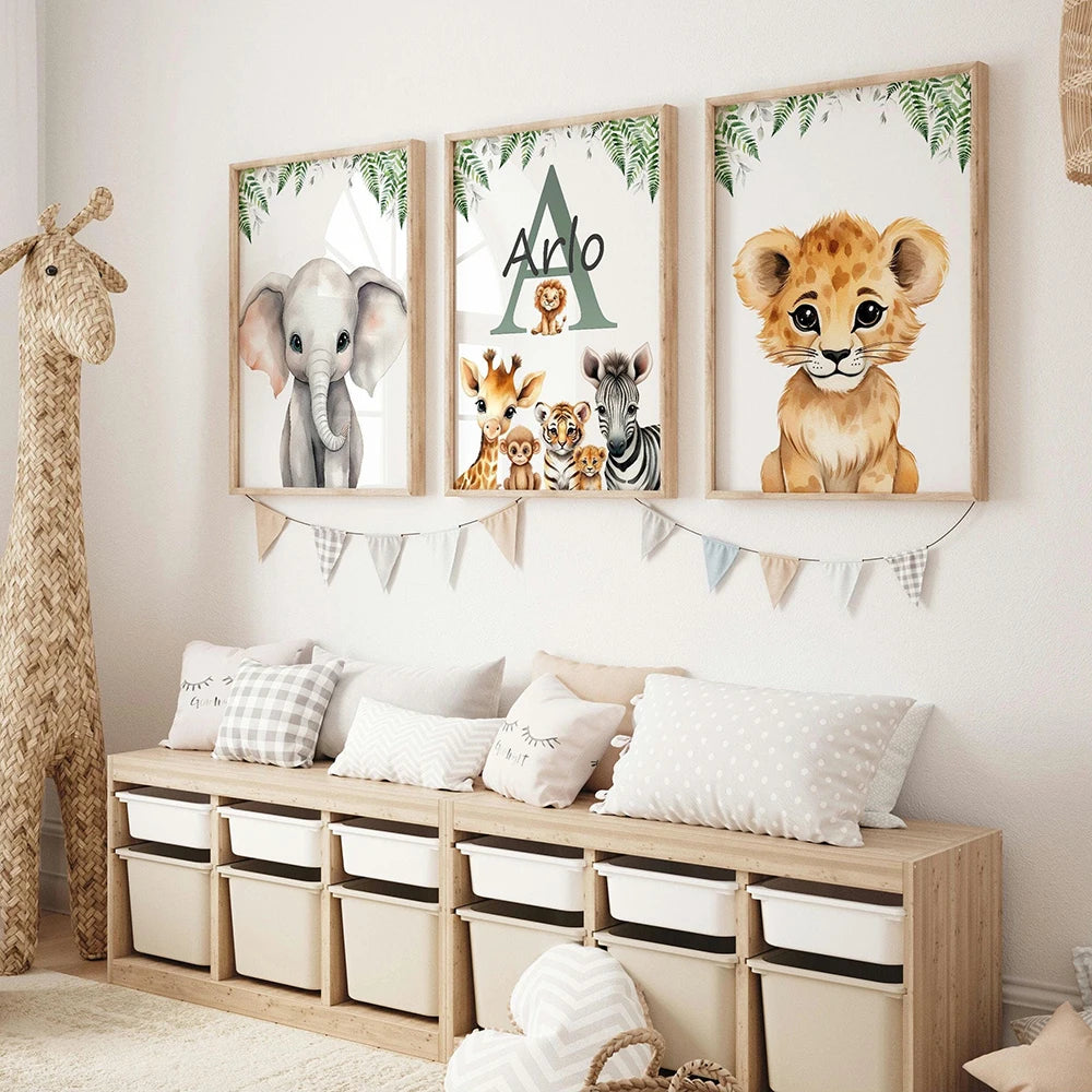 Personalized Name Safari Animal Nursery Decoration