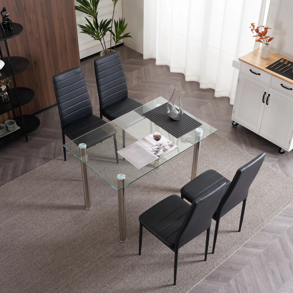 Black High Back Dining Chairs (Set of 4)