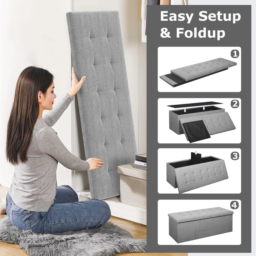 Fabric Folding Storage Ottoman Storage Chest