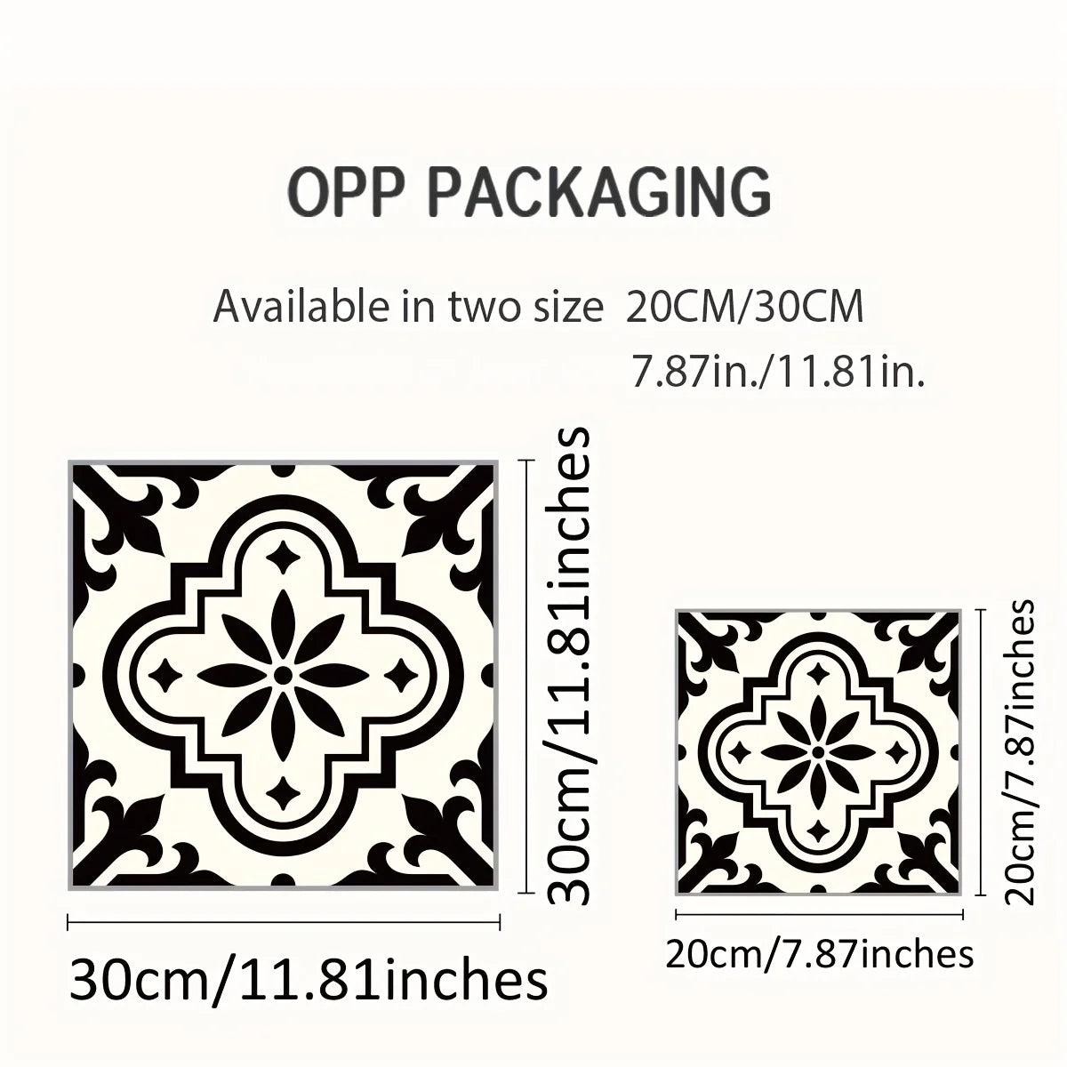 Moroccan style black and white pattern floor sticker (12 pcs)