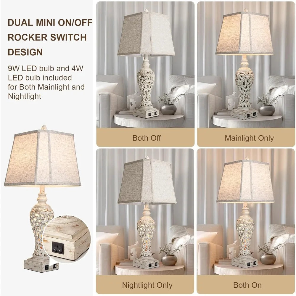 Beside Table Lamps (Set of 2)with Nightlight