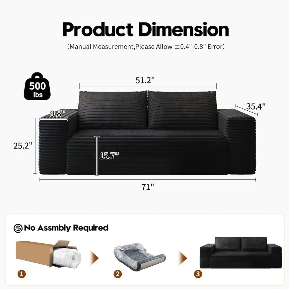 71" Loveseat Couch with Deep Seat Memory