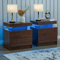 Set of 2 Nightstands with LED Lights