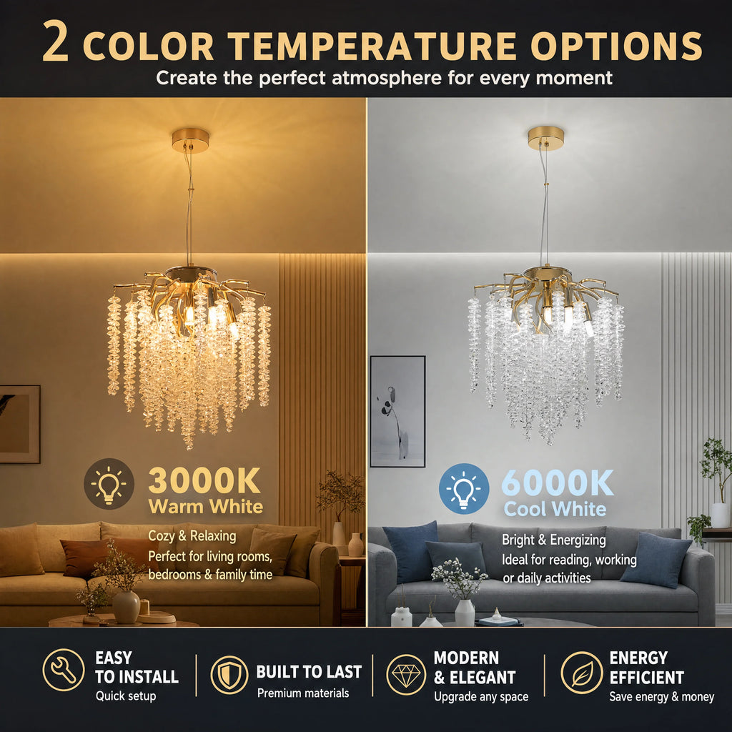 Modern Gold Crystal Chandelier