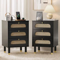Rattan 3-Tier Nightstand Set of 2
