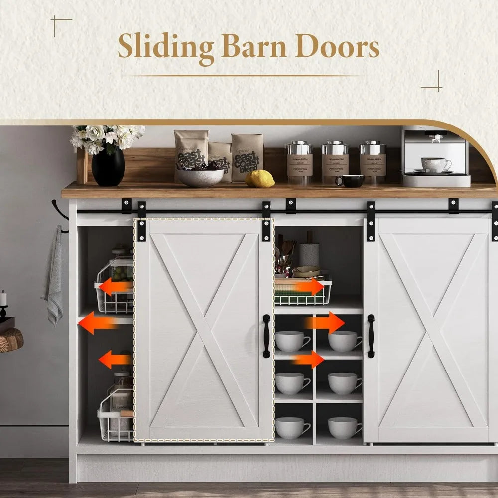 Farmhouse Coffee Bar Cabinet with Storage