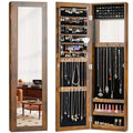 Wall Mounted or Over the Door Jewelry Cabinet with Full Length Mirror
