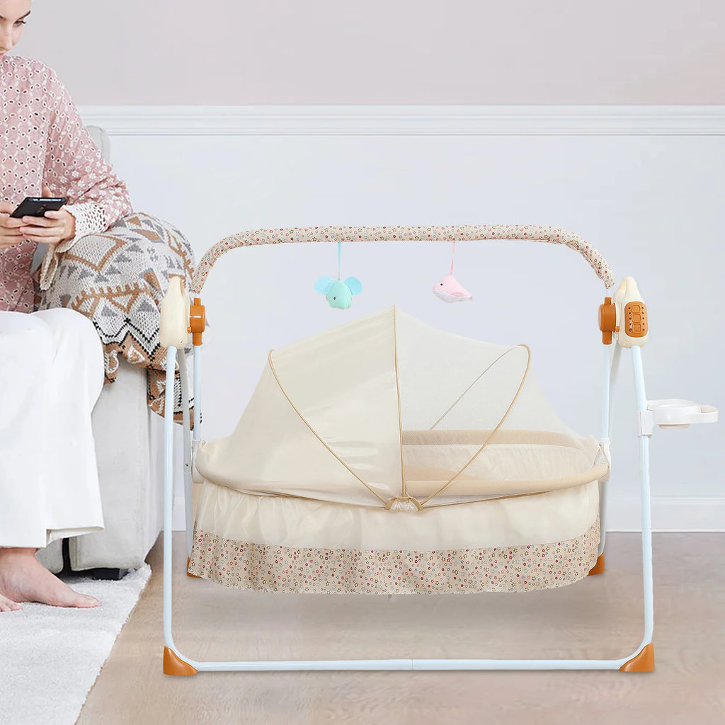 Foldable Swinging Electric Baby Cradle