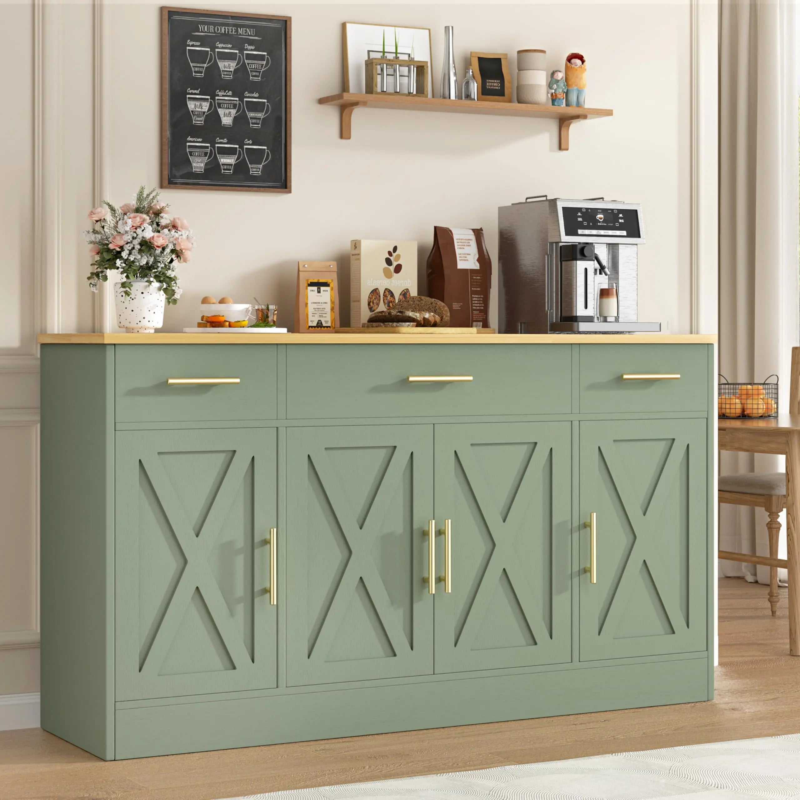 Farmhouse Buffet Cabinet with Adjustable Shelves