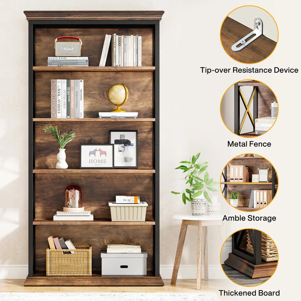 6-Tier Industrial Bookcase